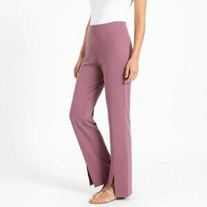 *Smash + Tees High Rise Pink Heather Slitted Wide Leg Pant